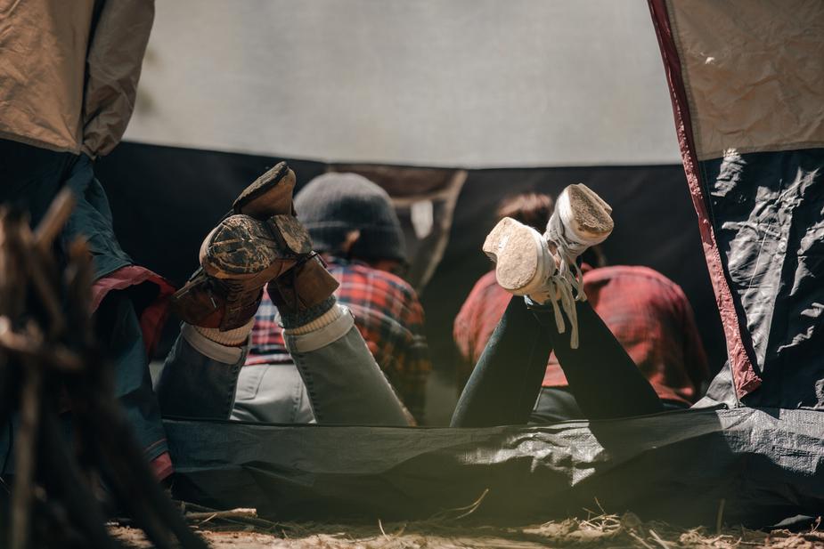 Hanging out in a tent